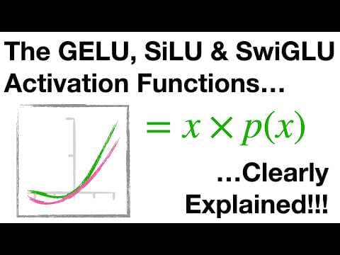 The GELU, SiLU and SwiGLU activation functions, clearly explained!!!