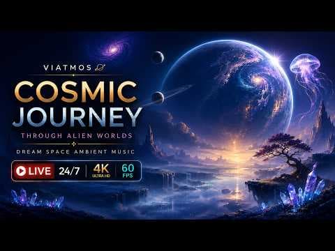 Cosmic Journey Through Alien Worlds — Dream Space Ambient Music | 4K 60 FPS LIVE 24/7