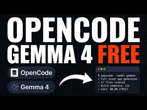 OpenCode + Gemma 4 31b = Full Apps INSTANTLY (100% FREE)